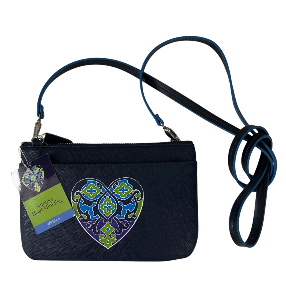 Brighton Navy Crossbody with Blue & Lime Heart Motif